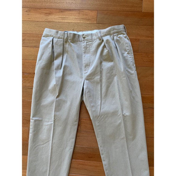 Polo Ralph Lauren Mens 38x30 Ethan Pants Khaki Pleated‎ 100% Cotton - Picture 2 of 11